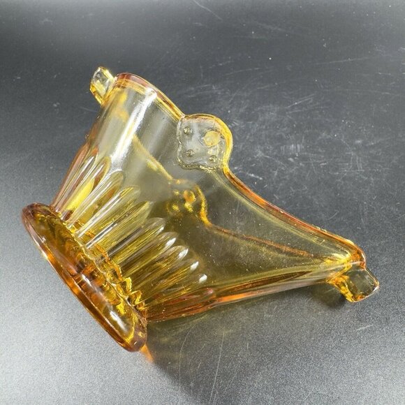 Vintage Amber Glass Ashtray Coal Bucket Mid Century Glassware Decor Small Dish - Picture 11 of 12